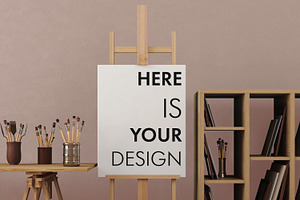 Mock Up Poster In Easel