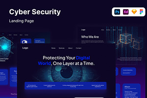 Cyber Security Website Template, a Landing Page Template by Glyphminds Studios