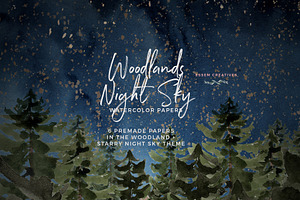 Starry Night Pine Forest Backgrounds