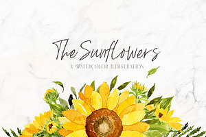 Watercolor Sunflowers