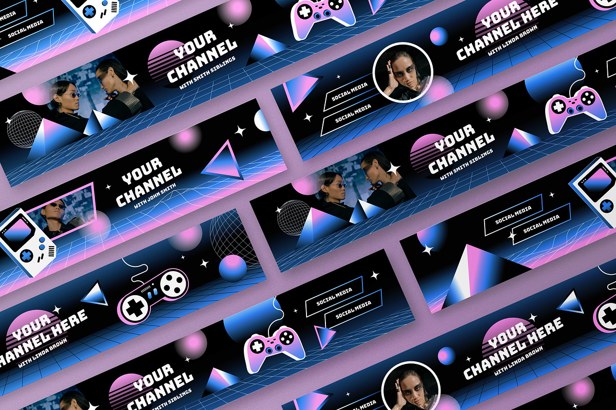 Synthwave Gamers YouTube Cover, a Social Media Template by graphicook (Photo 3 of 3)