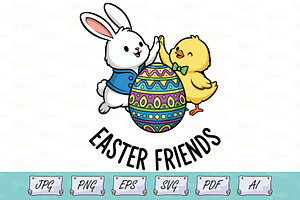 Kids Easter Bunny and Chick Friends, a Seasonal Illustration by Ghagra