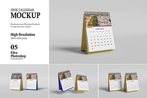 Desk Calendar Mockup, a Merchandise Mockup by AndikaGraphic