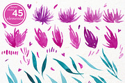 Watercolor Flowers Clip-Art Set, an Object Graphic by Yashroom (Thumbnail 3 of 4)