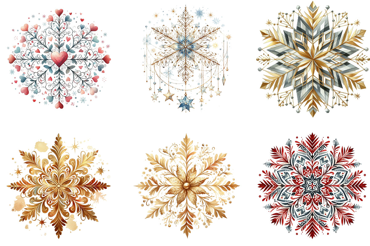 Christmas Snowflake Clipart, an Illustration by DreamArtGraphic (Photo 2 of 5)
