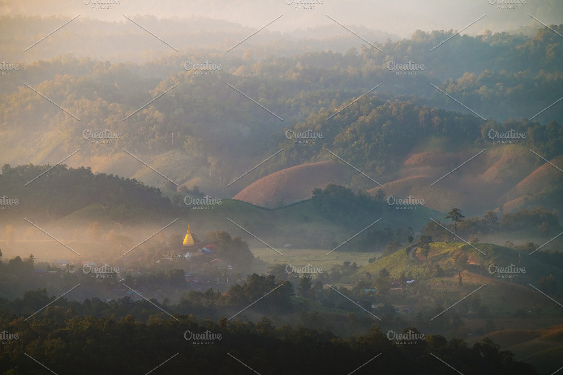 Beautiful sunrise mountain range in Tha Song Yang district locat, a Background Photo by KHphotography