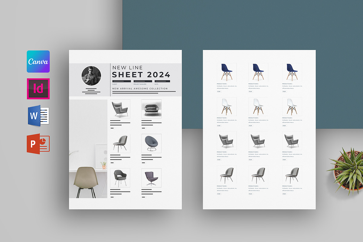 Minimalist Line Sheet | Word & Canva, a Stationery Template by obayes (Photo 1 of 4)