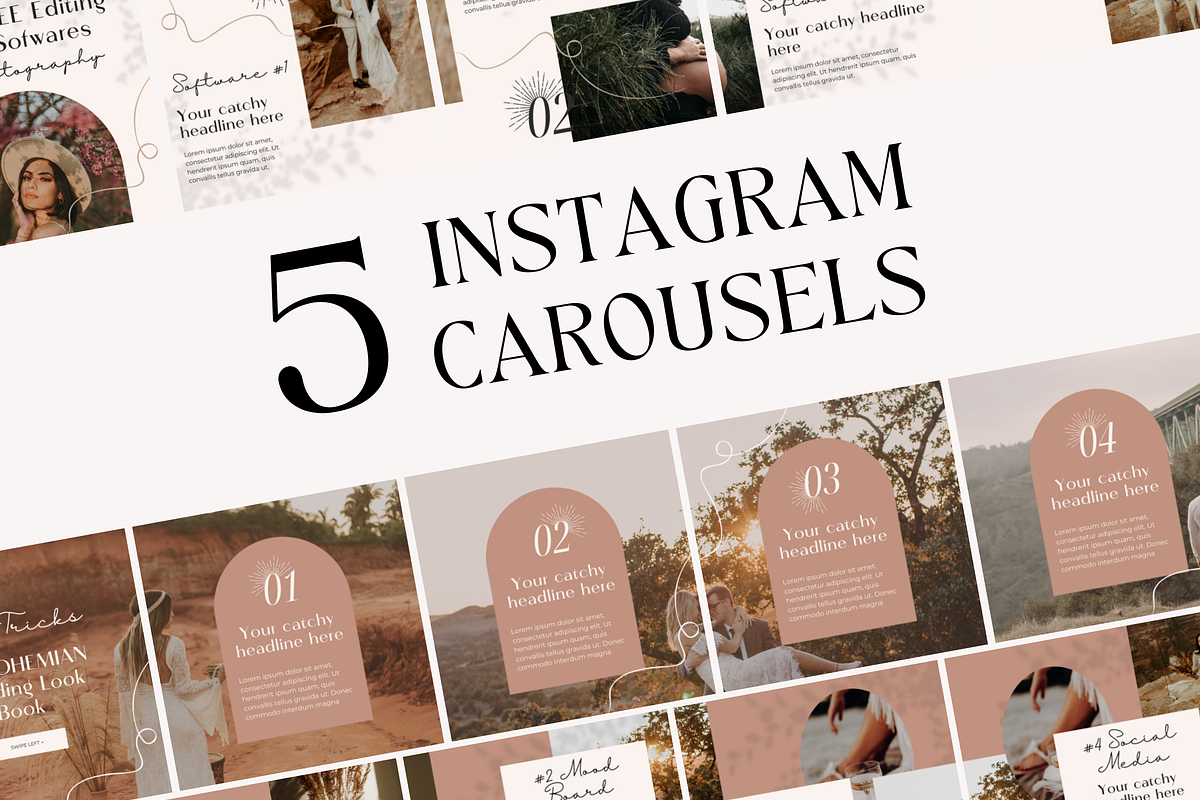 Instagram Carousel Post Boho Canva, a Social Media Template by HerstedHertz (Photo 2 of 10)