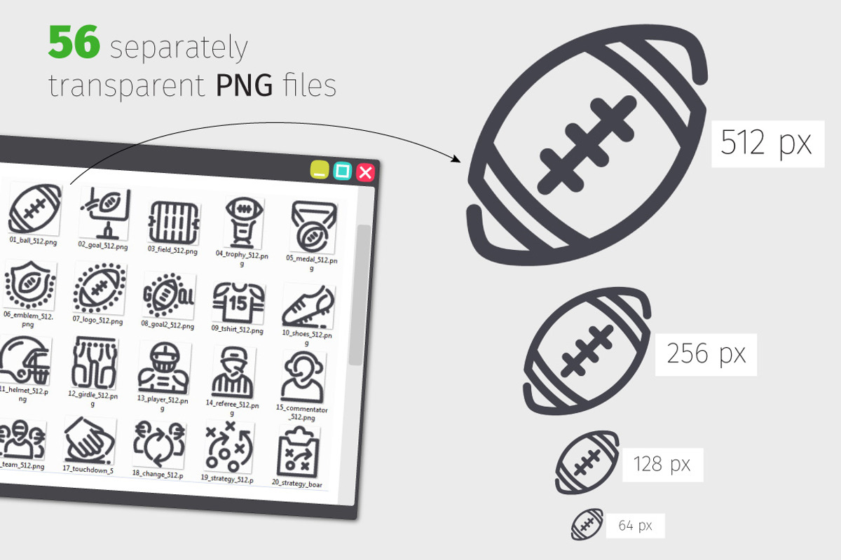 American Football  Line Icons Set, an Outline Icon by Voysla's Shop (Photo 3 of 4)