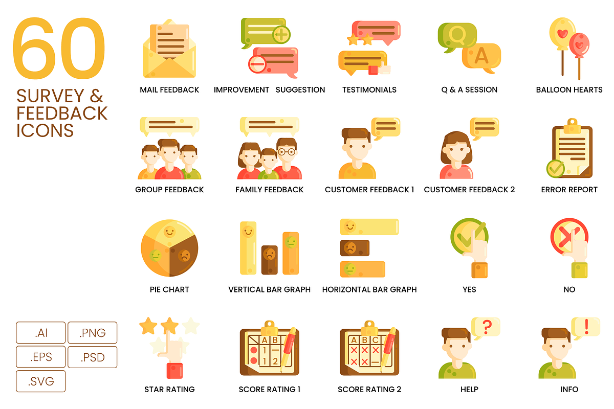 60 Survey & Feedback Icons | Caramel, an Outline Icon by Flat Icons