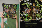 Chamomiles, golden cage and birds, a Pattern Graphic by Matrioshka (Thumbnail 1 of 7)