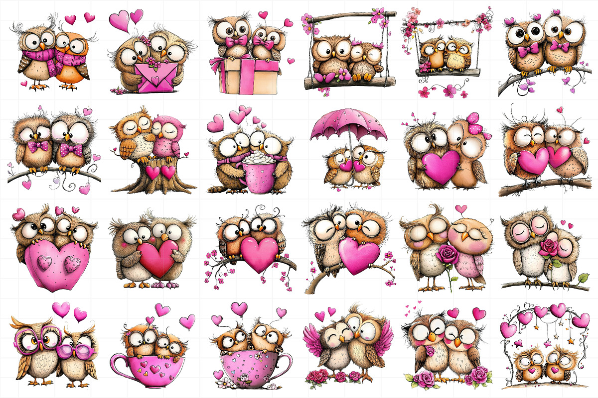 Cute Couple Owl Valentine's Day Clip, an Illustration by Daily.Designs (Photo 4 of 5)