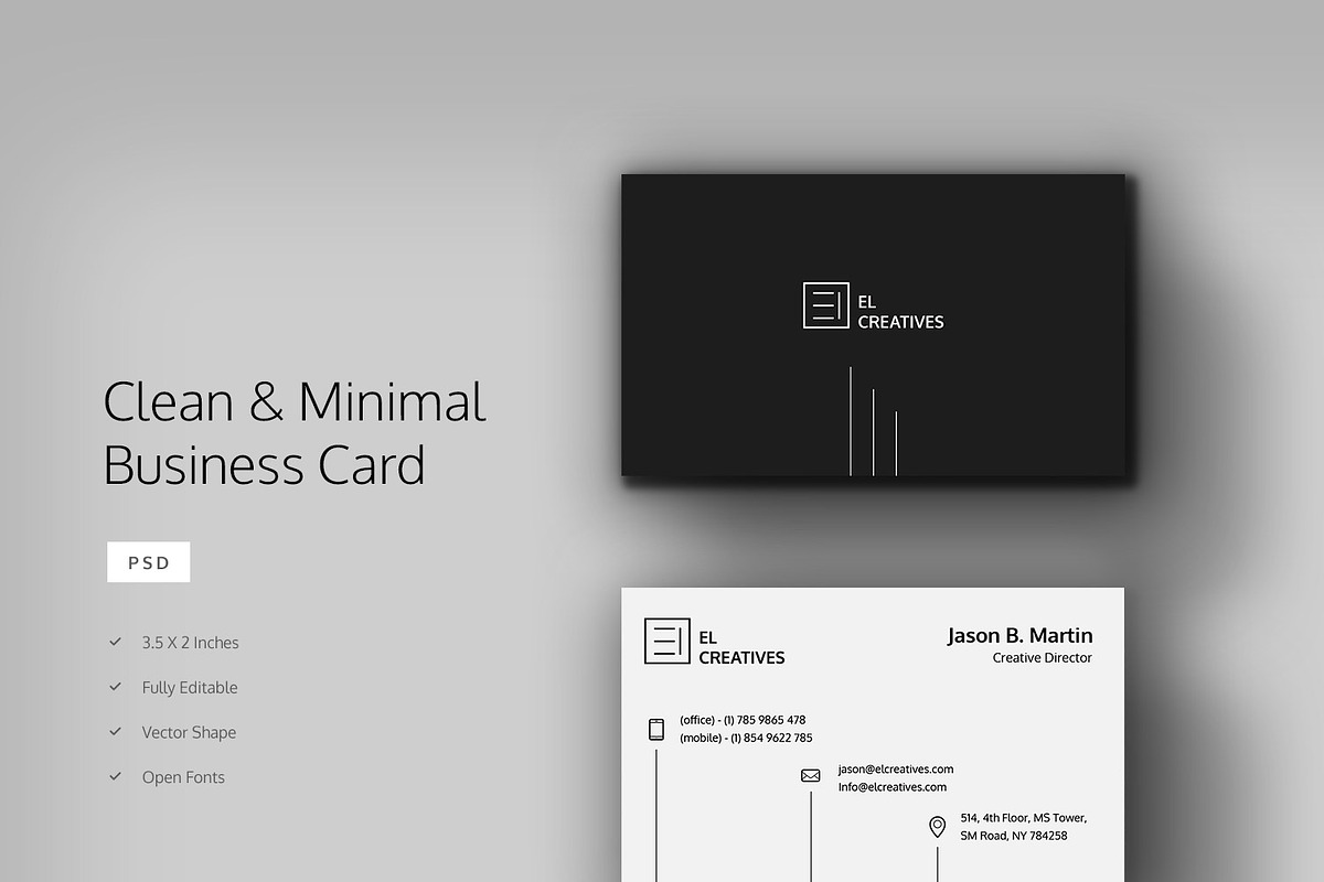 Clean Minimal Business Card, a Business Card Template by bouncy (Photo 1 of 4)