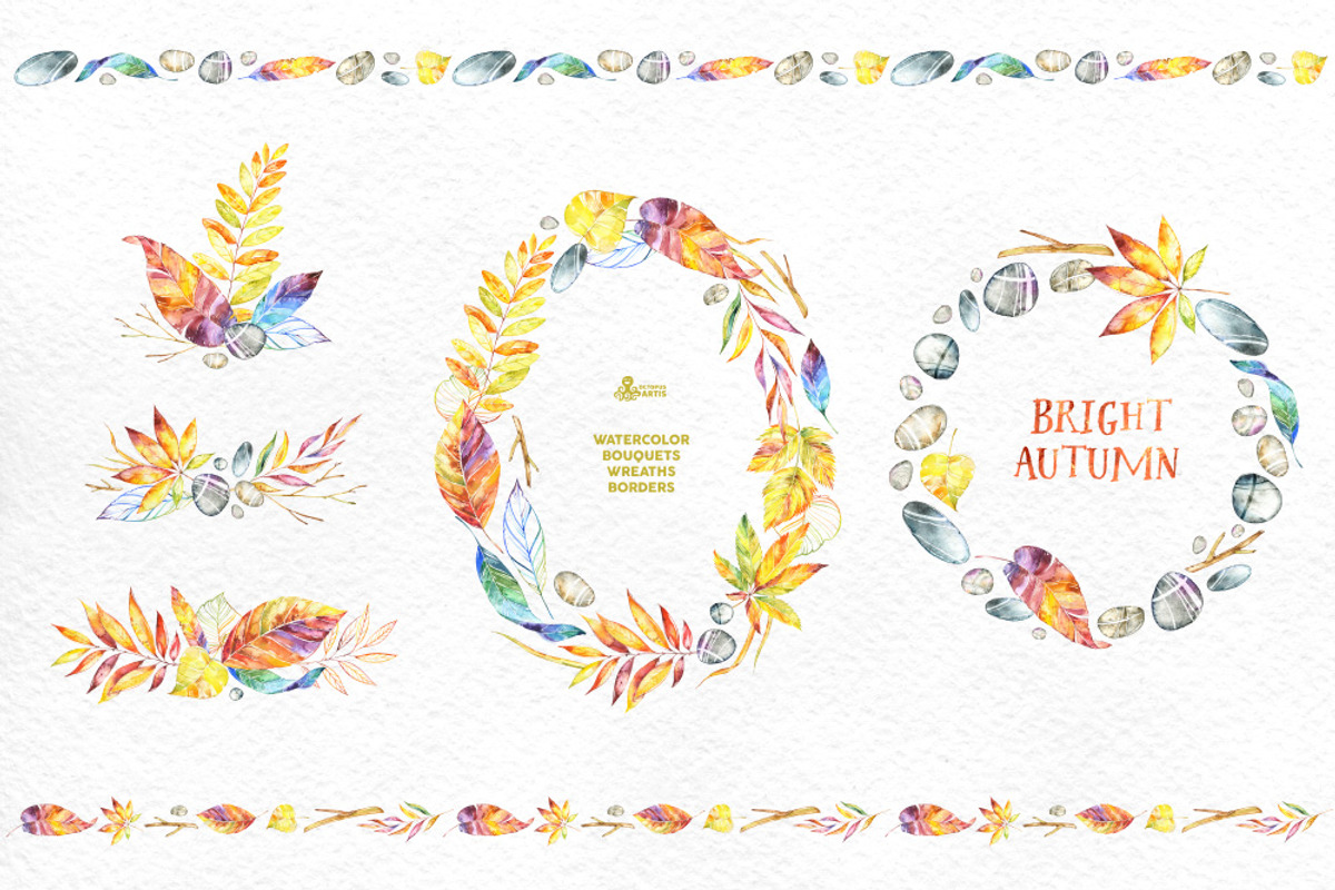 Bright Autumn. Watercolor collection, an Illustration by OctopusArtis (Photo 4 of 6)