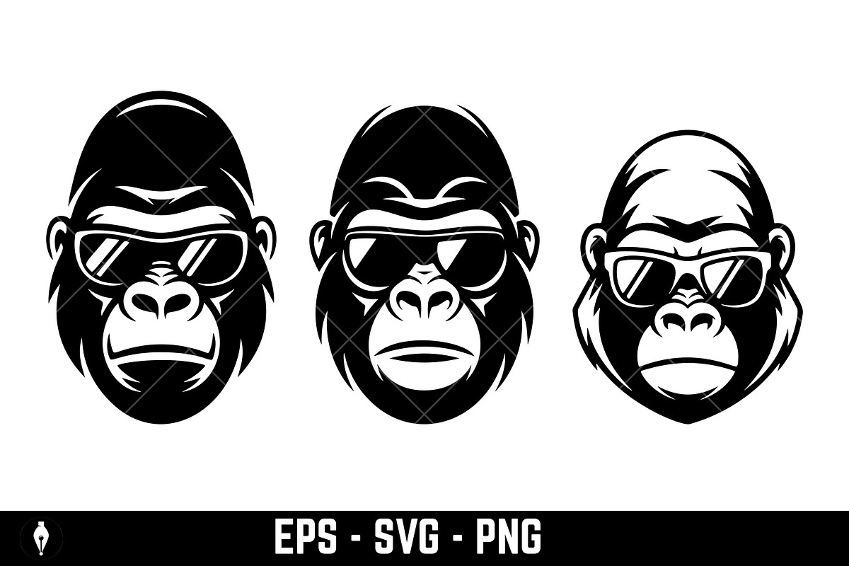 Gorilla or monkey's face, an Animal Illustration by Vectorhight (Photo 3 of 3)