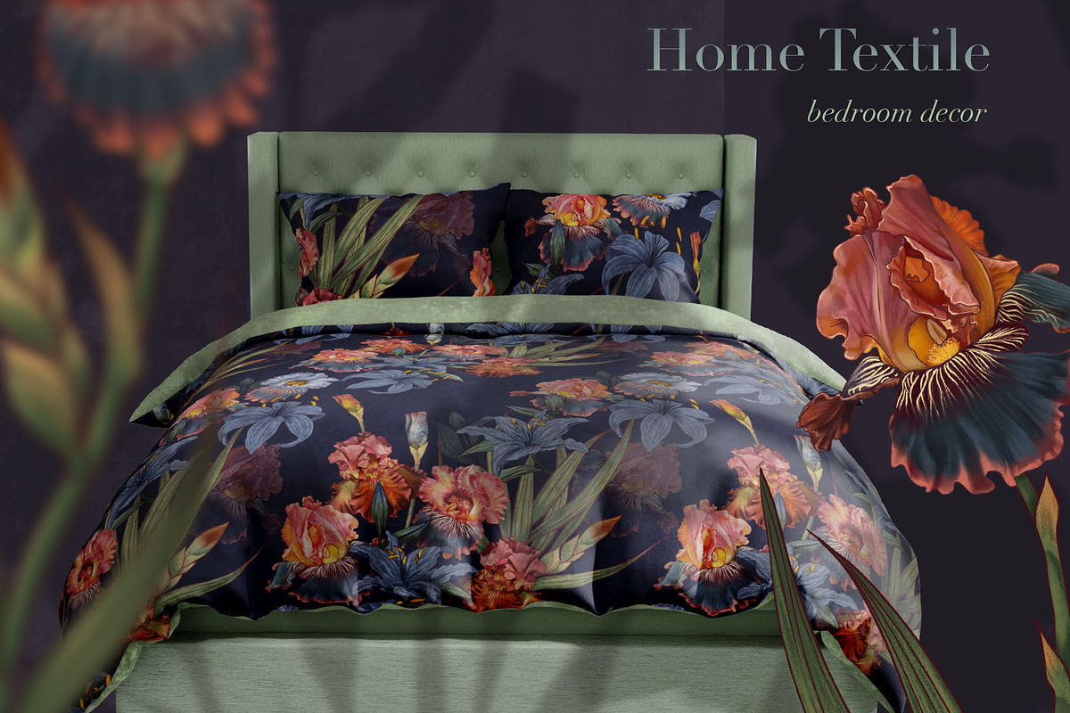 Lilies and Irises, flowers pattern, a Pattern Graphic by Yana Dobrik (Photo 3 of 10)