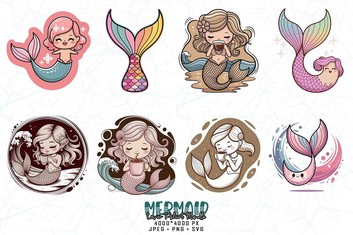 Mermaid Lover Illustration Bundle, an Object Illustration by Sofia's Fashion (Photo 3 of 3)