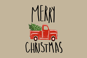 Christmas vintage retro truck.