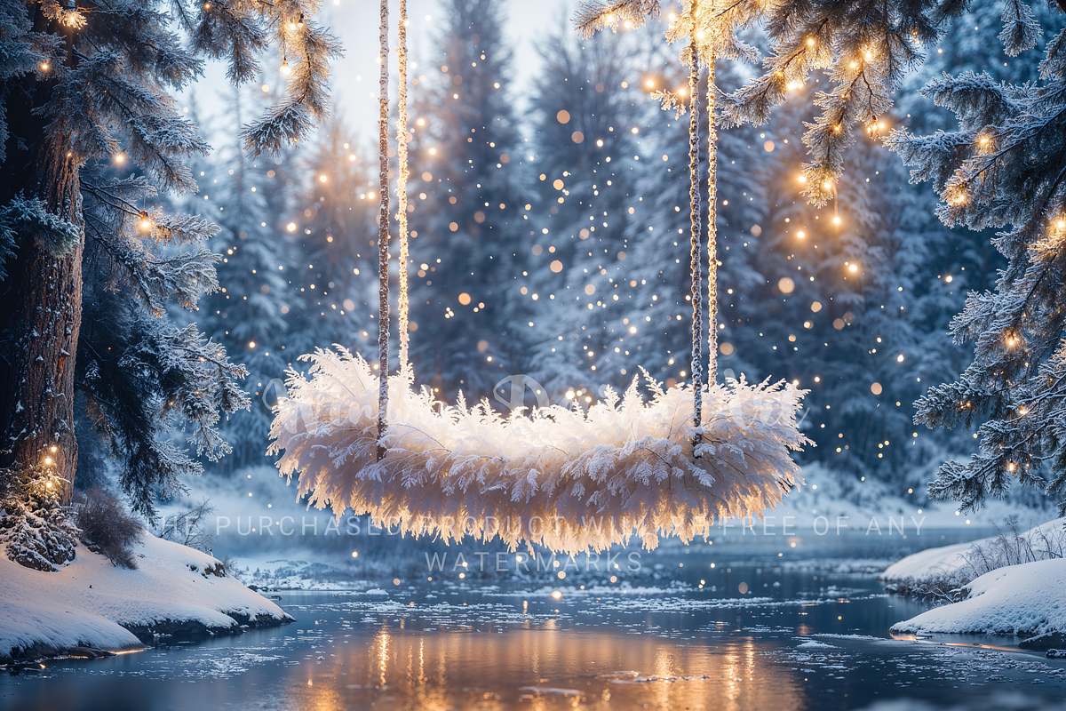 Winter Forest Swing Digital Backdrop, a Background Photo by Winwin Design Art (Photo 2 of 7)