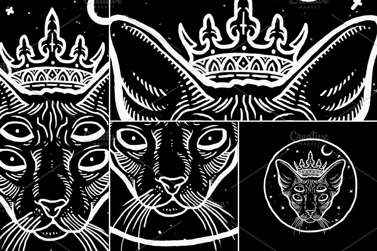 The Ruler | Cat Head T-Shirt design, an Animal Illustration by Design by sebrodbrick (Photo 2 of 2)