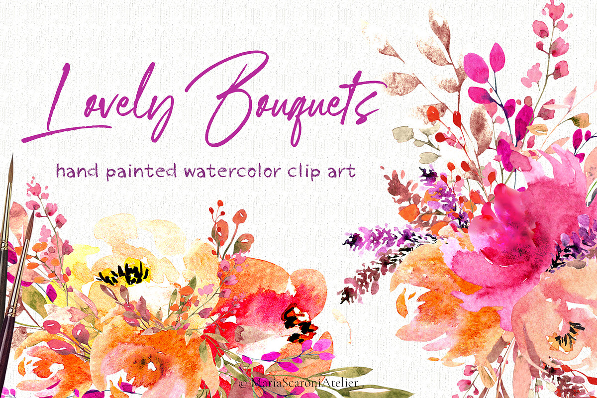 Lovely Bouquets - Watercolor, an Illustration by MariaScaroniAtelier (Photo 1 of 8)