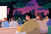 Night open-air cinema with movies, a Person Illustration by PaperTrident (Thumbnail 2 of 3)