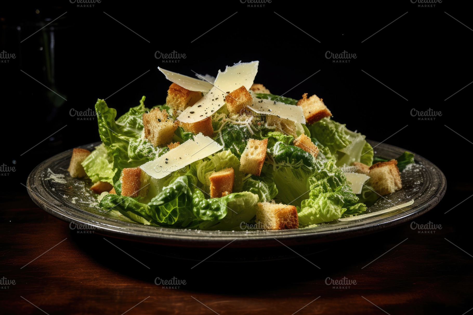 Caesar salad with parmesan and crout, a Photo by Iftikhar Alam
