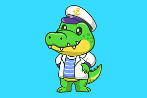 Cute Crocodile Sailor Captain, an Animal Illustration by Catalyst Labs