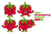Strawberry Mascot Vector Pack, a Food Illustration by MEDZ (Thumbnail 2 of 5)