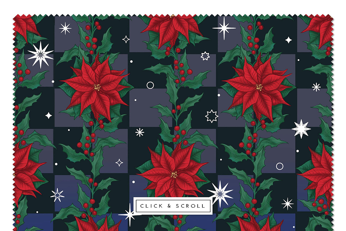 Vintage Christmas Poinsettia Pattern, a Pattern Graphic by Liiafis (Photo 4 of 8)