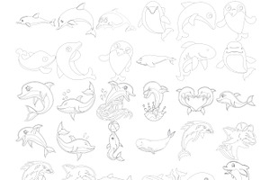 Cartoon Dolphin Set 1 Procreate