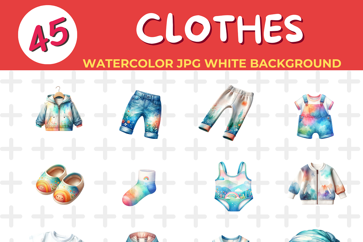 CLOTHES watercolor Jpg Background, an Object Illustration by John_Walker (Photo 1 of 3)