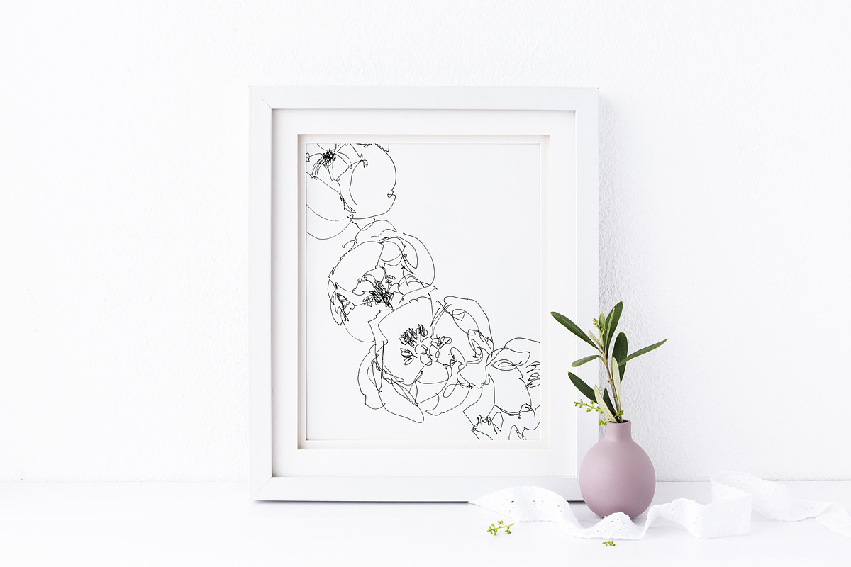 Peony flower hand drawing card, a Card Template by TurquoiseDesign (Photo 1 of 4)