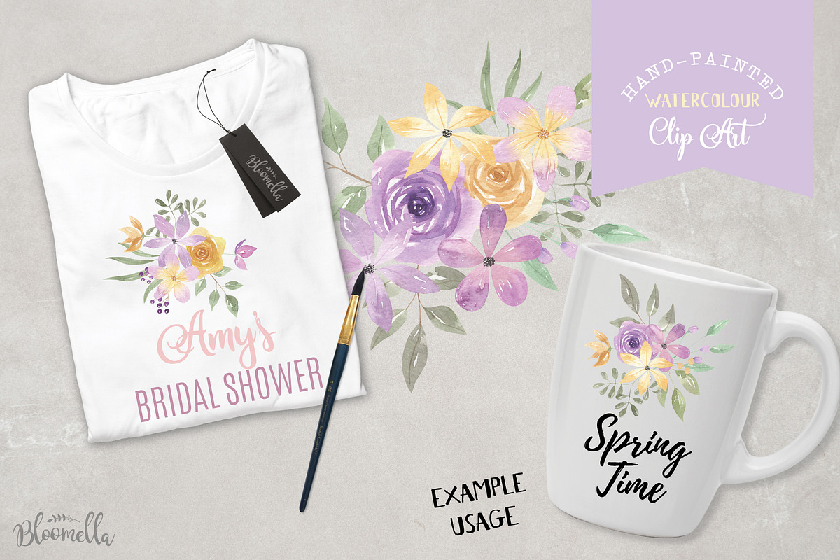 Watercolour Flowers Purple Lemon Kit, an Illustration by Bloomella (Photo 6 of 7)