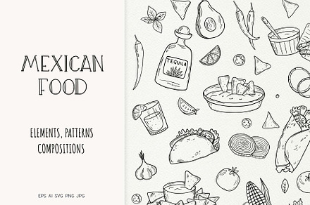 Mexican Food Line Art Set, a Food Illustration by Irina Ostapenko