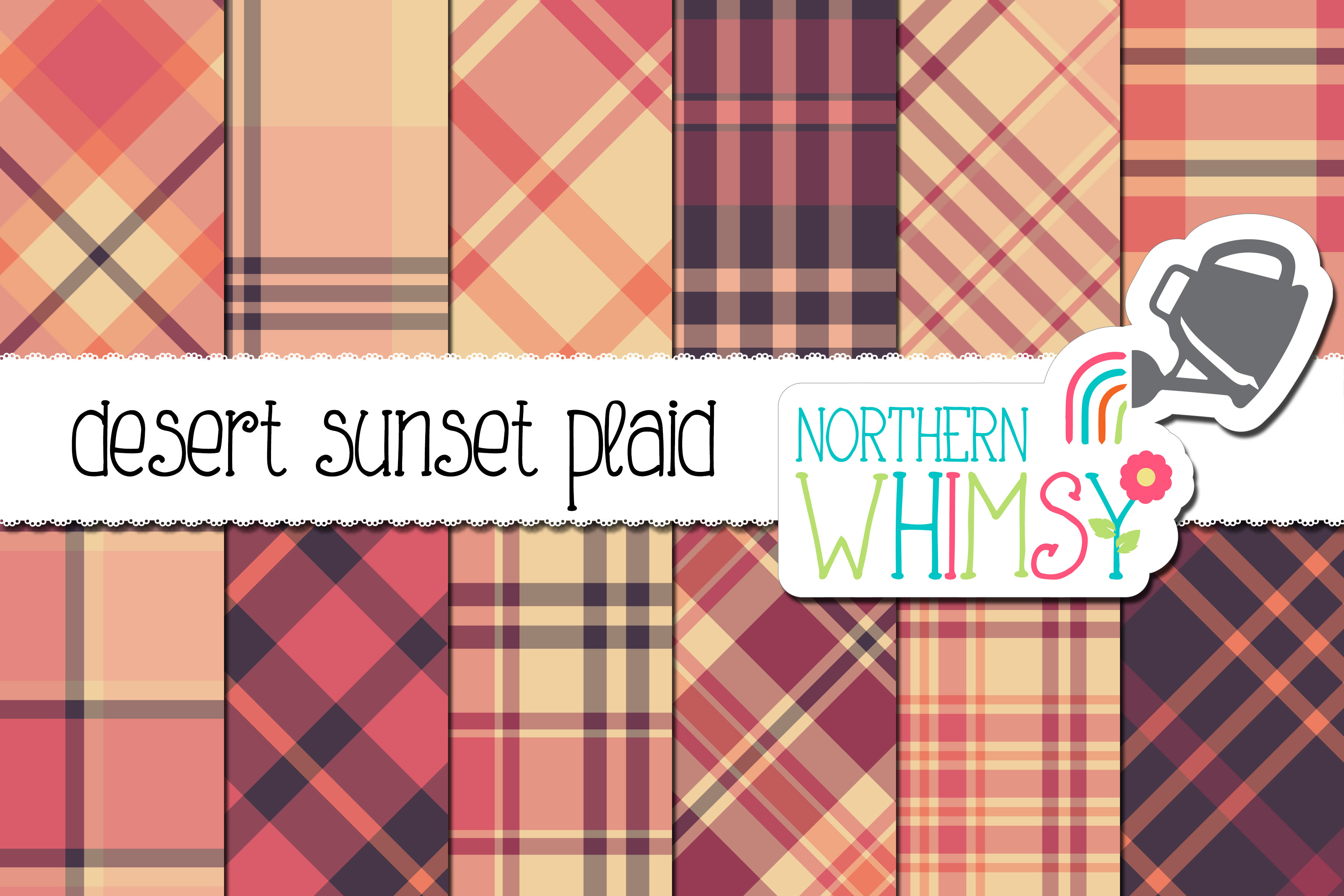 Pink, Purple and Coral Plaid, a Pattern Graphic by Northern Whimsy Design
