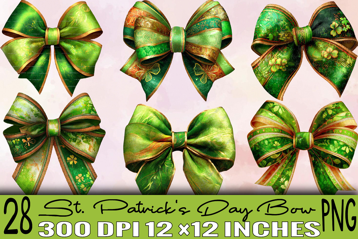 St Patrick's Day Bow Clipart Bundle., an Illustration by SVGArt (Photo 1 of 7)