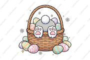 Funny Easter Bunny Basket Eggs Png, an Illustration by CraftArtStudio (Thumbnail 1 of 4)