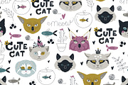 7 cat breed, lettering and pattern, a Texture Illustration by narinadraban (Thumbnail 5 of 6)