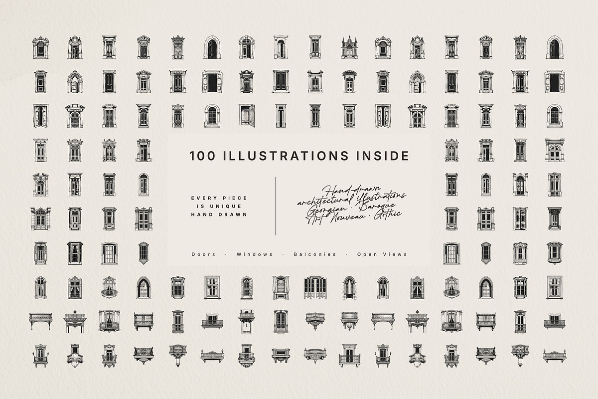 100 Architectural Door Illustrations, an Object Illustration by KetteCreate (Photo 2 of 14)