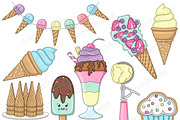 Ice Cream Cone Clipart, a Food Illustration by GlamArtZhanna (Thumbnail 3 of 5)