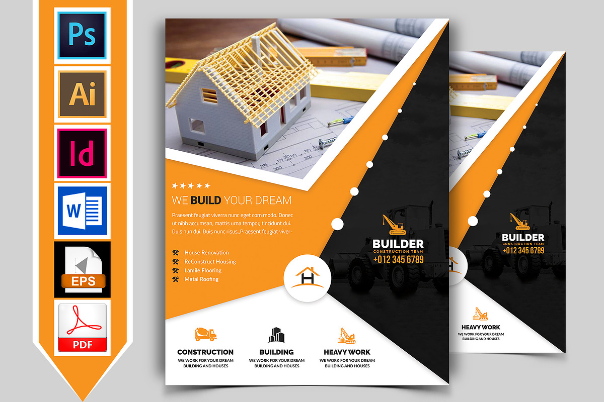 10 Construction Flyer Bundle 90% OFF, a Flyer Template by Imagine Design Studio (Photo 7 of 22)