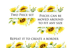 Wild Sunflowers Watercolor Clip Art