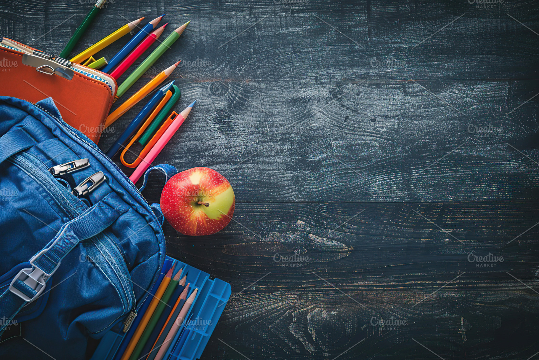 Modern school backpack with copyspace for text. Back To School c, a School & Education Photo by AlyaAnd