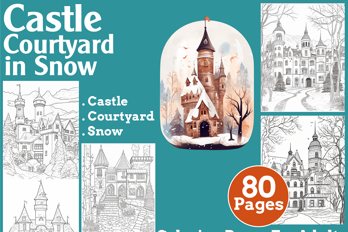 Castle Courtyard in Snow Coloring, an Animal Illustration by martinblan (Photo 1 of 4)