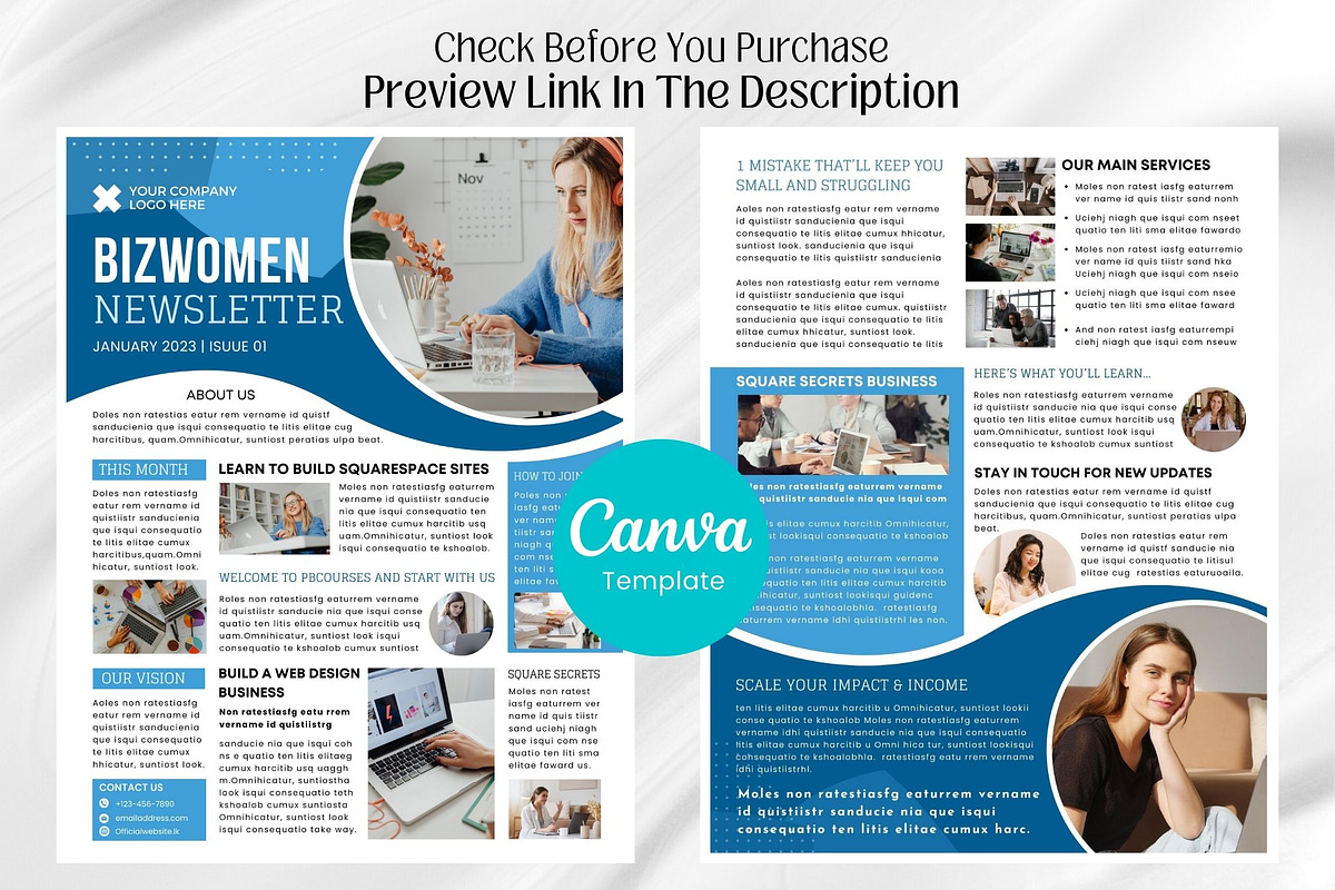 Business Women Canva Newsletter Layout preview 2