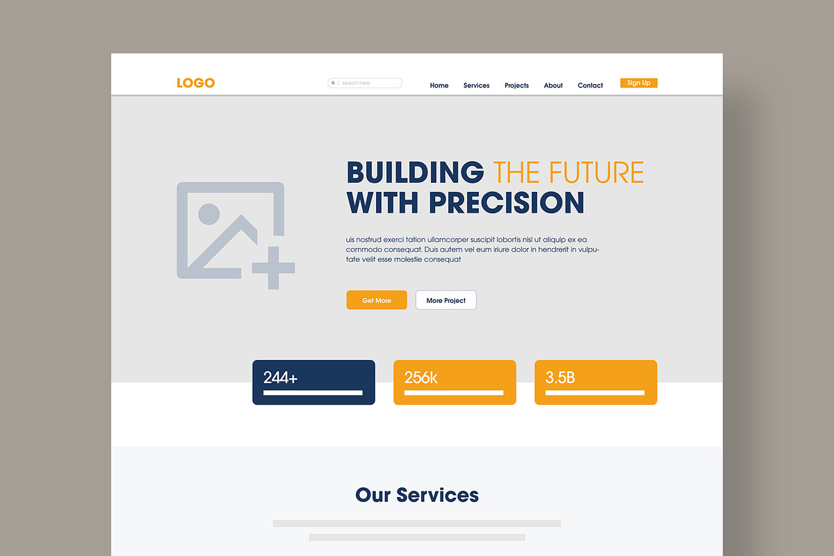 UI UX Wireframe Website Landing Page, a Wireframe Template by MightyDesign (Photo 2 of 9)