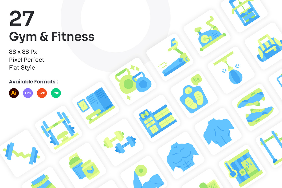 Gym & Fitness Icons Set - Flat, an Icon by Kmg Design (Photo 1 of 2)
