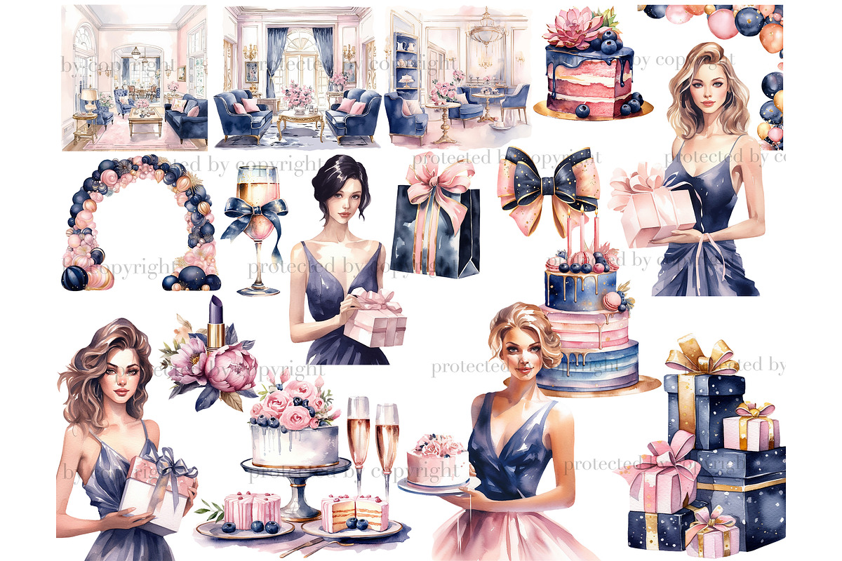 Happy Birthday Clipart PNG, a Person Illustration by GlamArtZhanna (Photo 3 of 5)