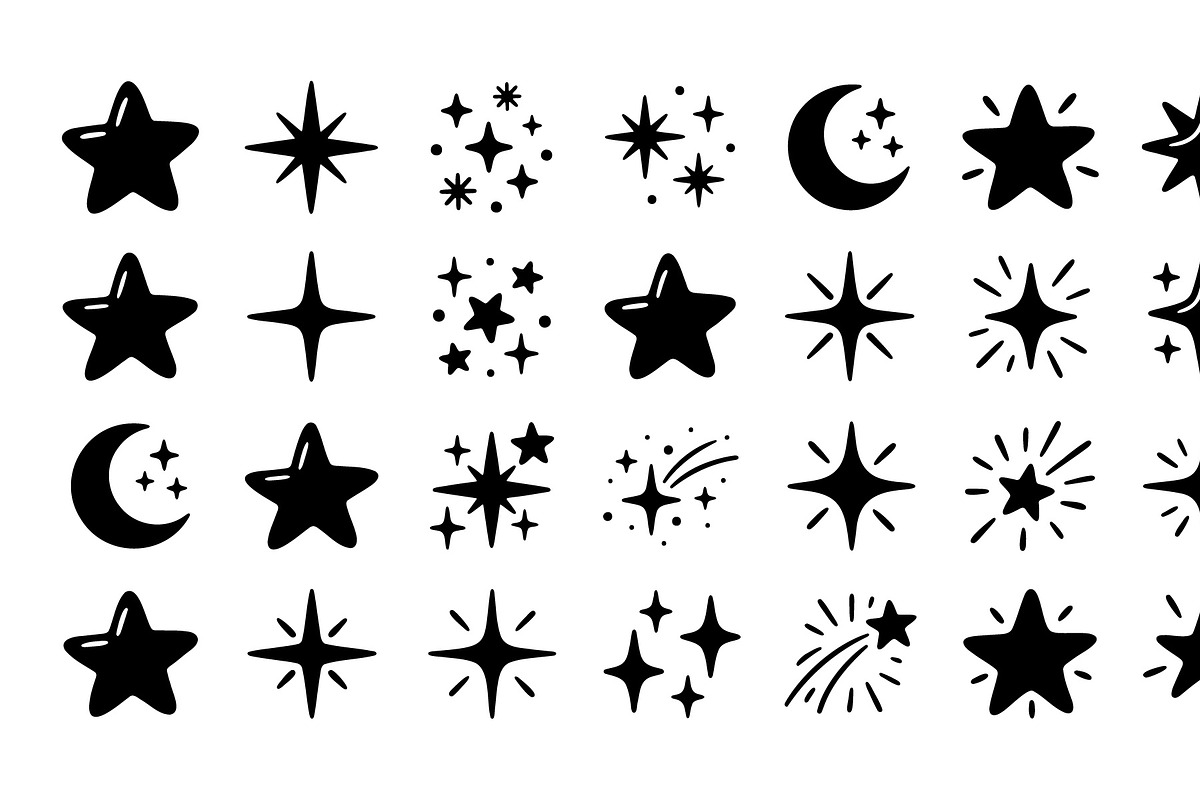 Hand Drawn Star and Sparkles Doodles, an Object Graphic by zahidhossainalif (Photo 6 of 13)